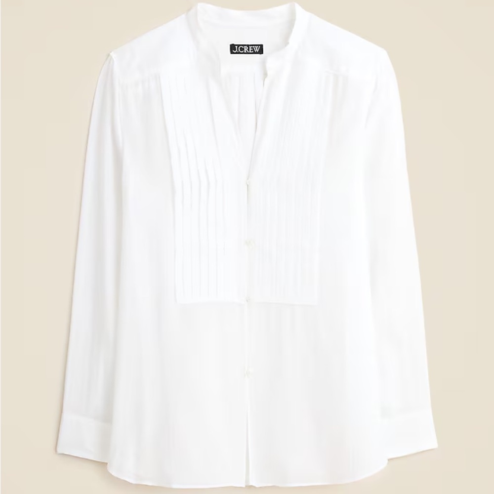 J. Crew Pintuck‎ top in cotton voile Size 0 Crisp White Casual Button Down Shirt - Picture 2 of 7